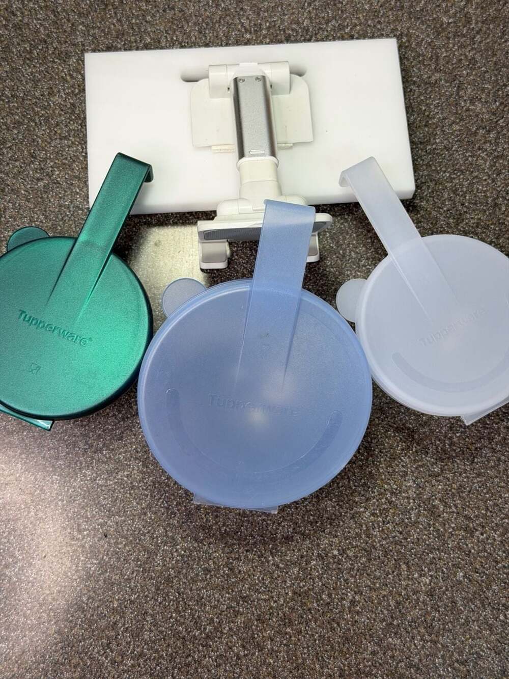 Tupperware Snack Cup Round Hinged Clip-On Containers Set of 3